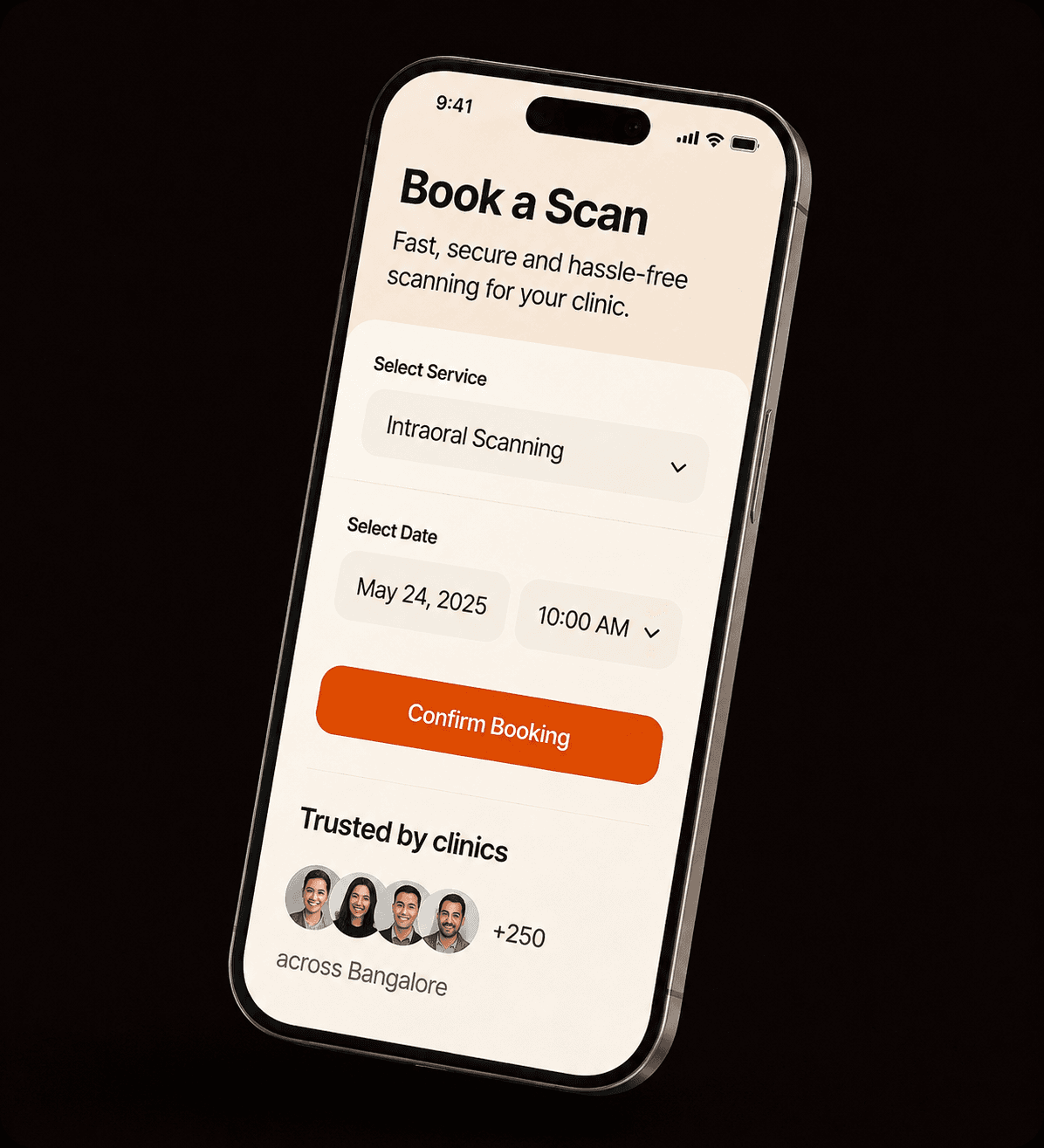 Booking flow on a mobile phone